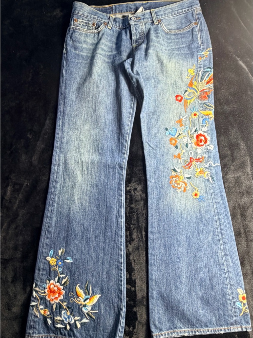 Lucky Brand Embroidered Floral Flare Jeans - Size 12/31 EUC - Picture 2 of 14